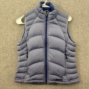 Patagonia Women Down Sweater Vest Blue Quilted Puffer Full Zip 84642F5 Small